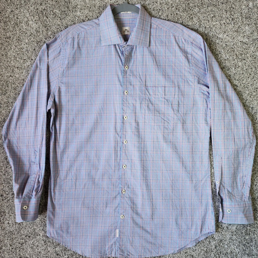 Peter Millar Button Down Shirt Mens Large Multi Color Plaid Cotton Excellent